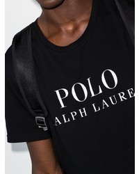 Мужская черно-белая футболка с круглым вырезом с принтом от Polo Ralph Lauren