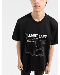 Мужская черно-белая футболка с круглым вырезом с принтом от Helmut Lang