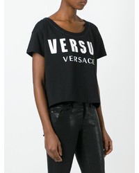 Женская черно-белая футболка с круглым вырезом с принтом от Versus