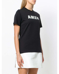 Женская черно-белая футболка с круглым вырезом с принтом от Amen