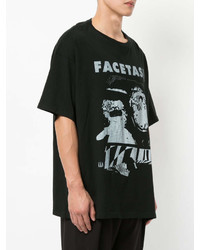 Женская черно-белая футболка с круглым вырезом с принтом от Facetasm
