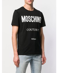 Мужская черно-белая футболка с круглым вырезом с принтом от Moschino