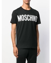 Мужская черно-белая футболка с круглым вырезом с принтом от Moschino