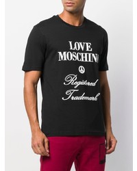 Мужская черно-белая футболка с круглым вырезом с принтом от Love Moschino