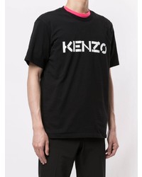 Мужская черно-белая футболка с круглым вырезом с принтом от Kenzo