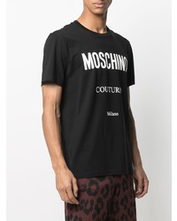 Мужская черно-белая футболка с круглым вырезом с принтом от Moschino