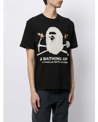 Мужская черно-белая футболка с круглым вырезом с принтом от A Bathing Ape