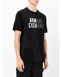 Мужская черно-белая футболка с круглым вырезом с принтом от Armani Exchange