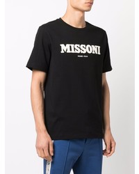 Мужская черно-белая футболка с круглым вырезом с принтом от Missoni