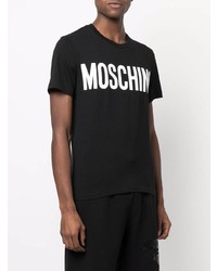 Мужская черно-белая футболка с круглым вырезом с принтом от Moschino