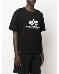 Мужская черно-белая футболка с круглым вырезом с принтом от Alpha Industries
