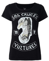 Женская черно-белая футболка с круглым вырезом с принтом от Loha Vete