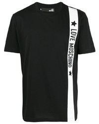 Мужская черно-белая футболка с круглым вырезом с принтом от Love Moschino