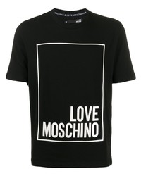 Мужская черно-белая футболка с круглым вырезом с принтом от Love Moschino