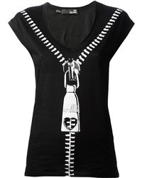 Женская черно-белая футболка с круглым вырезом с принтом от Love Moschino