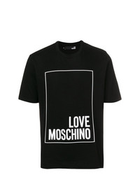 Мужская черно-белая футболка с круглым вырезом с принтом от Love Moschino