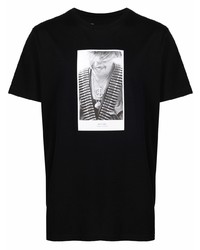 Мужская черно-белая футболка с круглым вырезом с принтом от Maharishi