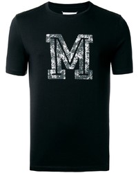 Мужская черно-белая футболка с круглым вырезом с принтом от Maison Margiela