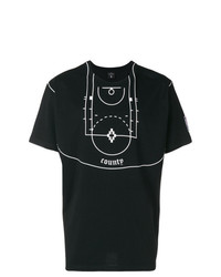 Мужская черно-белая футболка с круглым вырезом с принтом от Marcelo Burlon County of Milan