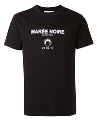 Мужская черно-белая футболка с круглым вырезом с принтом от Marine Serre
