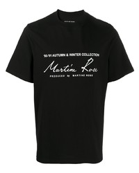 Мужская черно-белая футболка с круглым вырезом с принтом от Martine Rose