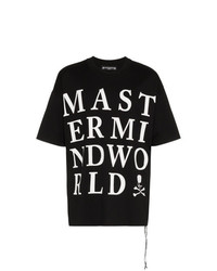 Мужская черно-белая футболка с круглым вырезом с принтом от Mastermind Japan