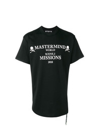 Мужская черно-белая футболка с круглым вырезом с принтом от Mastermind World