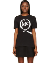 Женская черно-белая футболка с круглым вырезом с принтом от MCQ
