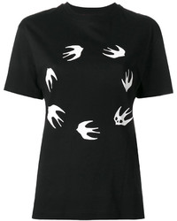 Женская черно-белая футболка с круглым вырезом с принтом от MCQ