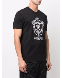 Мужская черно-белая футболка с круглым вырезом с принтом от Versace