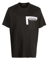 Мужская черно-белая футболка с круглым вырезом с принтом от Michael Kors