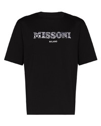 Мужская черно-белая футболка с круглым вырезом с принтом от Missoni