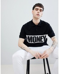 Мужская черно-белая футболка с круглым вырезом с принтом от Money