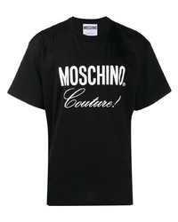 Мужская черно-белая футболка с круглым вырезом с принтом от Moschino