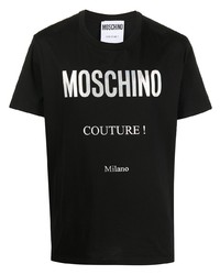 Мужская черно-белая футболка с круглым вырезом с принтом от Moschino