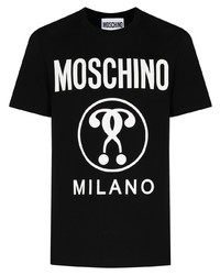 Мужская черно-белая футболка с круглым вырезом с принтом от Moschino