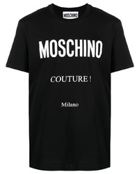 Мужская черно-белая футболка с круглым вырезом с принтом от Moschino