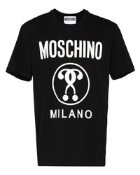 Мужская черно-белая футболка с круглым вырезом с принтом от Moschino