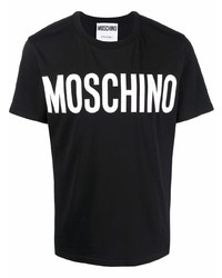 Мужская черно-белая футболка с круглым вырезом с принтом от Moschino