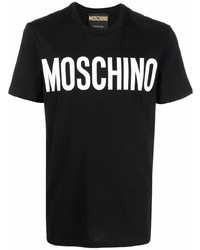 Мужская черно-белая футболка с круглым вырезом с принтом от Moschino