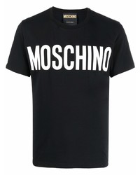 Мужская черно-белая футболка с круглым вырезом с принтом от Moschino