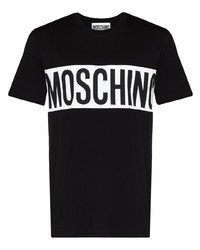 Мужская черно-белая футболка с круглым вырезом с принтом от Moschino