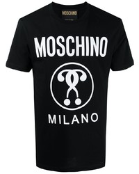 Мужская черно-белая футболка с круглым вырезом с принтом от Moschino