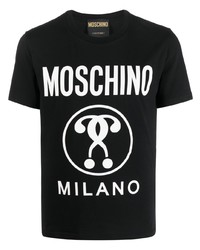 Мужская черно-белая футболка с круглым вырезом с принтом от Moschino