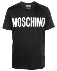 Мужская черно-белая футболка с круглым вырезом с принтом от Moschino