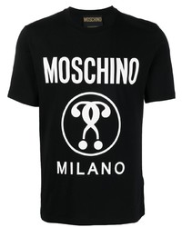 Мужская черно-белая футболка с круглым вырезом с принтом от Moschino