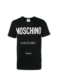 Мужская черно-белая футболка с круглым вырезом с принтом от Moschino