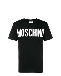 Мужская черно-белая футболка с круглым вырезом с принтом от Moschino