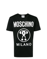 Мужская черно-белая футболка с круглым вырезом с принтом от Moschino