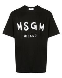 Мужская черно-белая футболка с круглым вырезом с принтом от MSGM